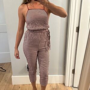 Cooperative Red and White Striped Jumpsuit